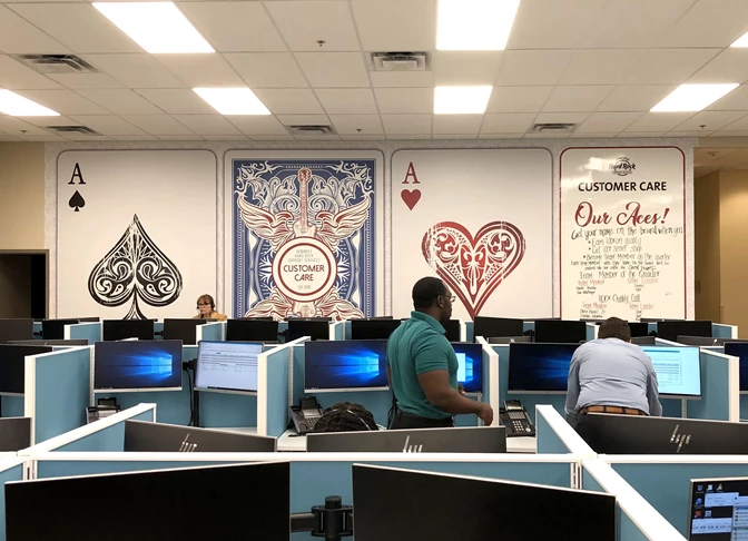 Creative Playing Card Wall Graphics in Office